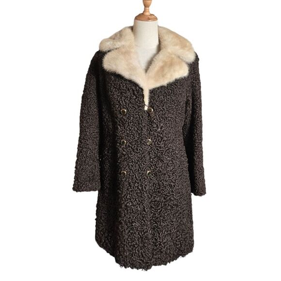 Charlesbois Furs Canada Vintage Brown Coat with Real Fur Collar - Picture 1 of 7